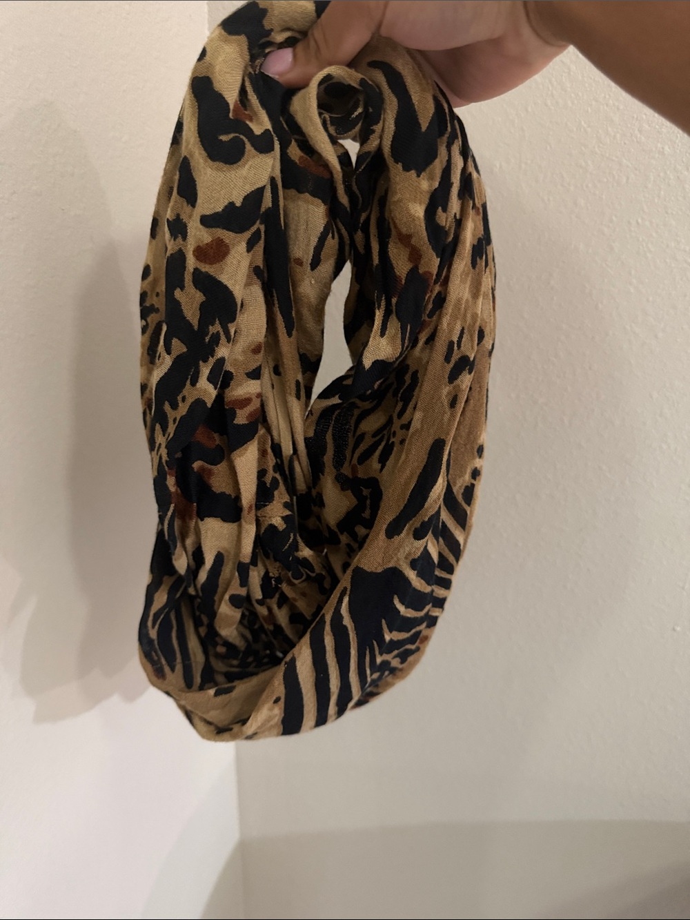 Leopard Print Infinity Scarf - Tan & Black